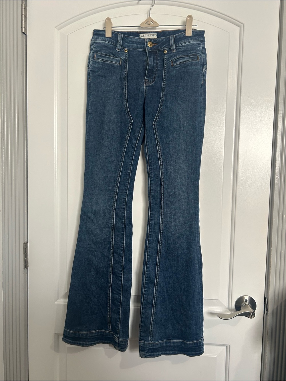 Free People We The Free Ryla Indigo Flare Denim Jeans Size 26 70s Retro Fall
